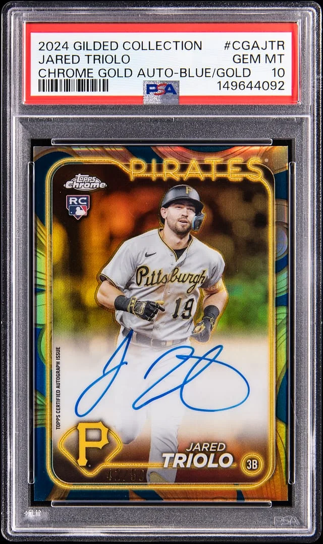 2024 Topps Jared Triolo Gilded Collection Chrome Autograph Blue/Gold Refractor #CGA-JTR card image