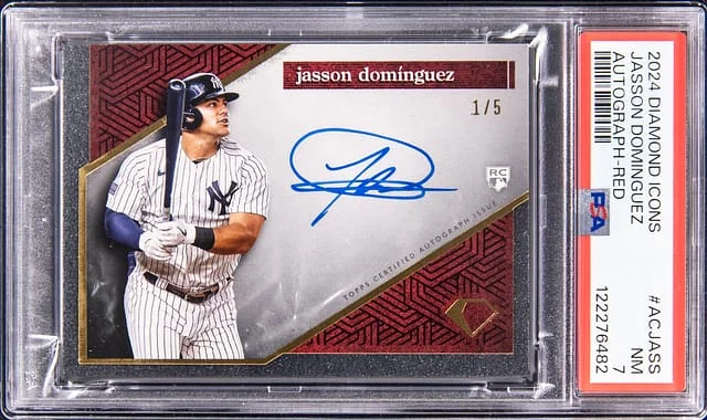 2024 Topps Jasson Dominguez Diamond Icons Autograph Red #AC-JASS card image