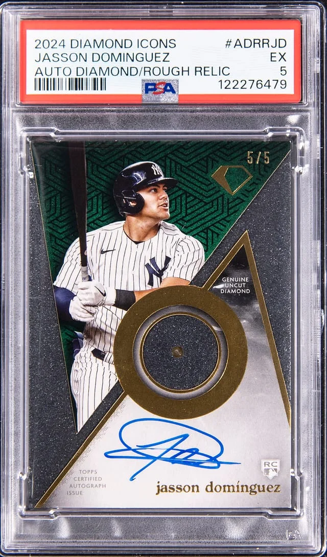 2024 Topps Jasson Dominguez Diamond Icons Autograph Diamond in the Rough Relic #ADRR-JD card image