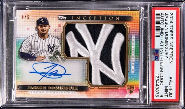 2024 Topps Jasson Dominguez Inception Autograph Jumbo Hat Patch Team Logo #AJHP-JD card image