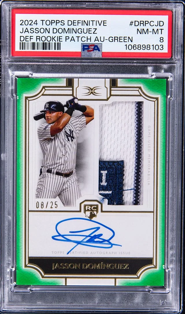 2024 Topps Jasson Dominguez Definitive Collection Patch Autograph Green #DRPC-JD card image