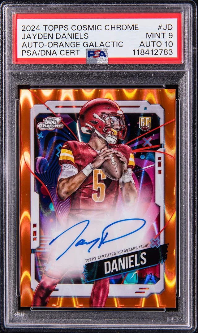2024 Topps Jayden Daniels Cosmic Chrome Autograph Orange Galactic #CCA-JD card image