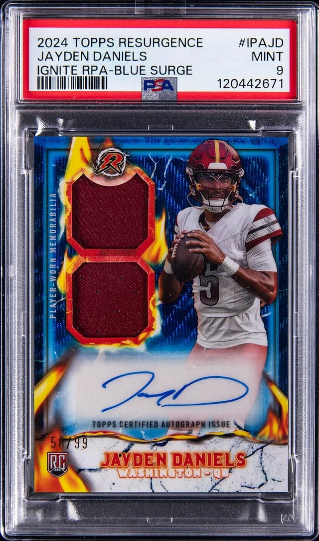 2024 Topps Jayden Daniels Resurgence Ignite RPA Blue Surge #IPA-JD card image