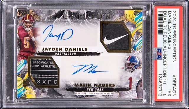 2024 Topps Jayden Daniels, Malik Nabers Inception Dual Relic Autograph Inception #DRRA-DN card image