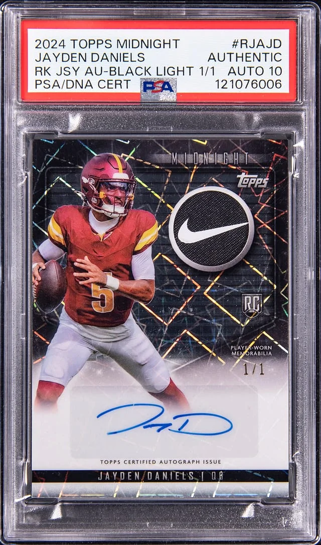 2024 Topps Jayden Daniels Midnight Jersey Autograph Black Light #RJA-JD card image