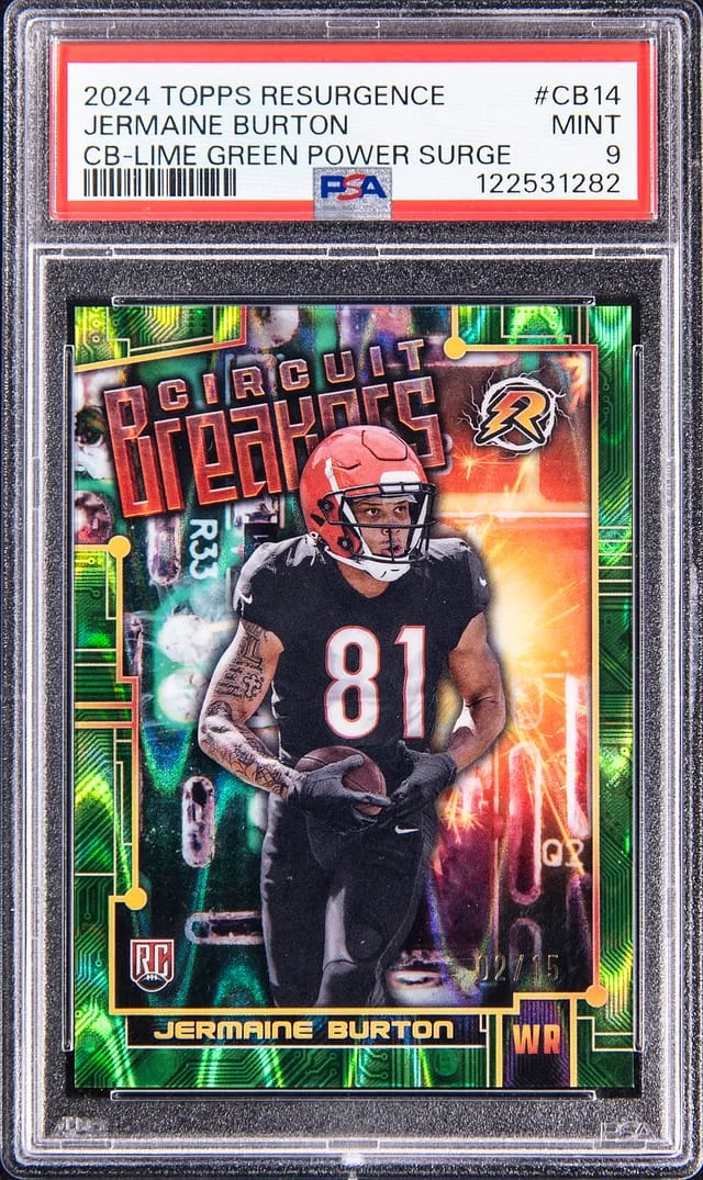 2024 Topps Jermaine Burton Resurgence Circuit Breakers Lime Green Power Surge #CB-14 card image