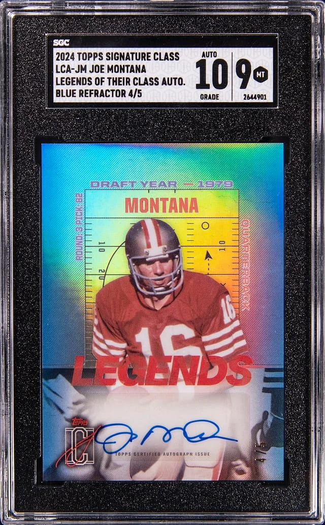 2024 Topps Joe Montana Signature Class Legends of Their Class Autograph Blue Refractor #LCA-JM card image