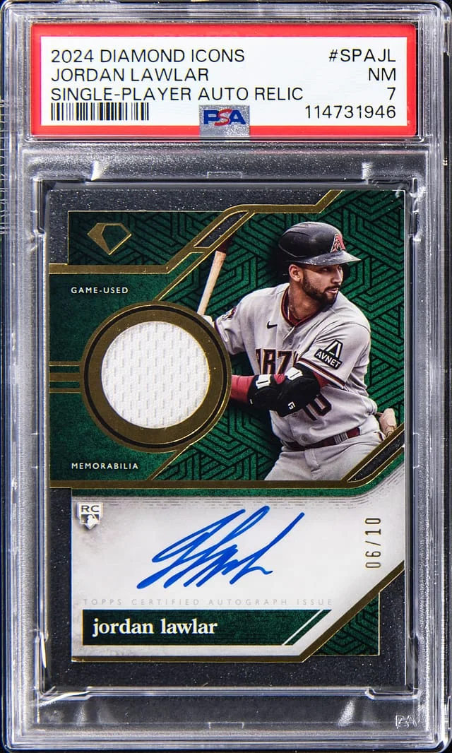 2024 Topps Jordan Lawlar Diamond Icons Single Player Autograph Relic #SPAJL card image