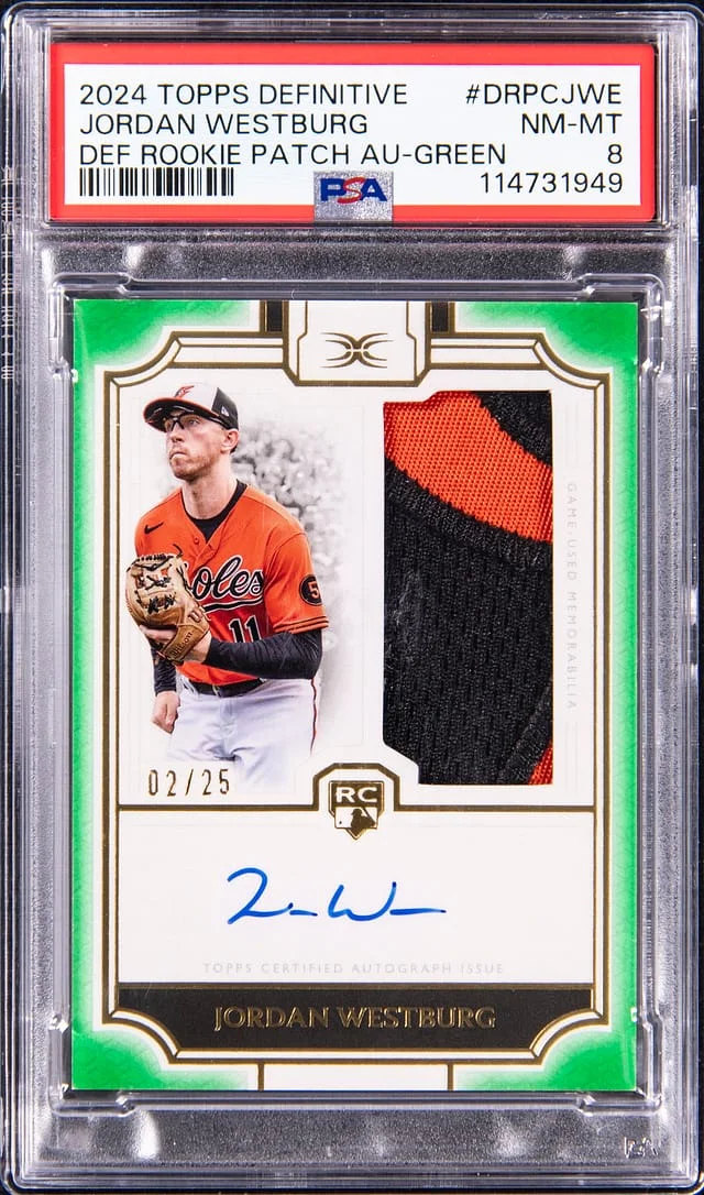2024 Topps Jordan Westburg Definitive Definitive Patch Autograph Green #DRPCJWE card image