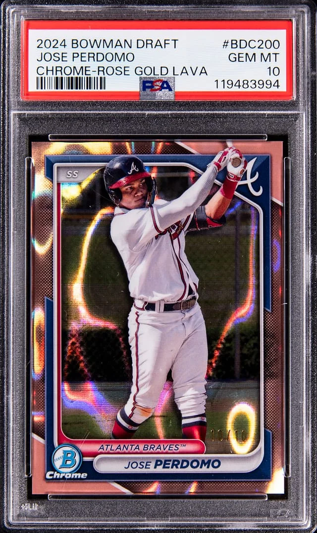 2024 Topps Jose Perdomo Bowman Draft Chrome Rose Gold Lava #BDC-200 card image