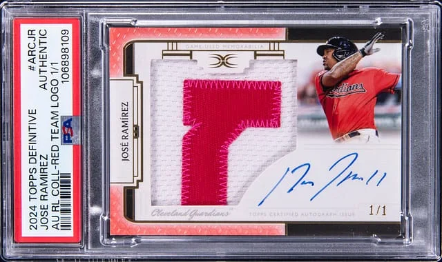 2024 Topps Jose Ramirez Definitive Collection Autograph Relic Red Team Logo #ARC-JR card image