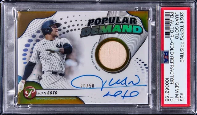2024 Topps Juan Soto Pristine Popular Demand Autograph Relic Gold Refractor #DPAR-JS card image