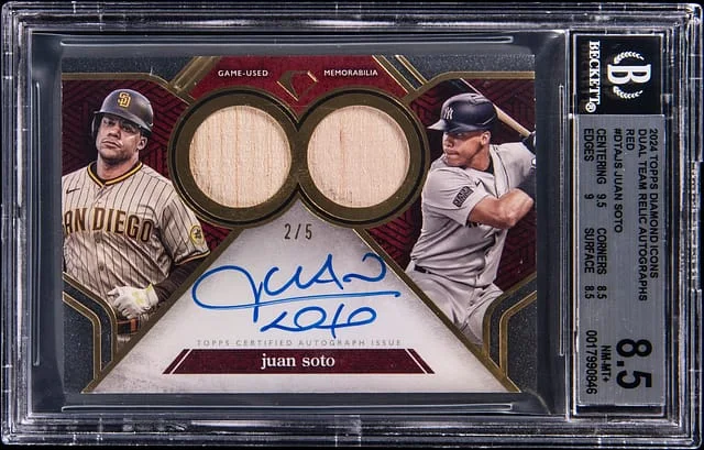 2024 Topps Juan Soto Diamond Icons Dual Team Relic Autographs Red #DTA-JS card image