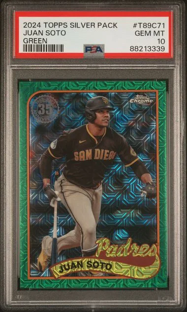 2024 Topps Juan Soto Silver Pack 1989 Chrome Promo Green #T89C71 card image