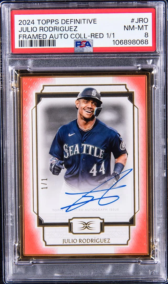 2024 Topps Julio Rodriguez Definitive Collection Framed Autograph Red #DCFA-JRO card image