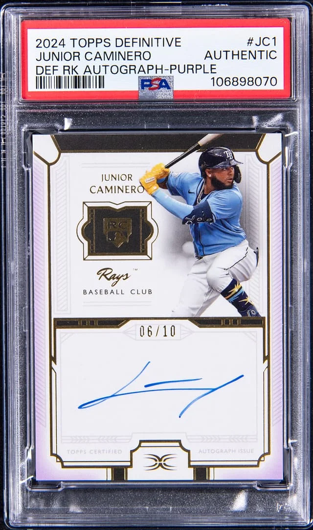 2024 Topps Junior Caminero Definitive Collection Autograph Purple #DRA-JC1 card image