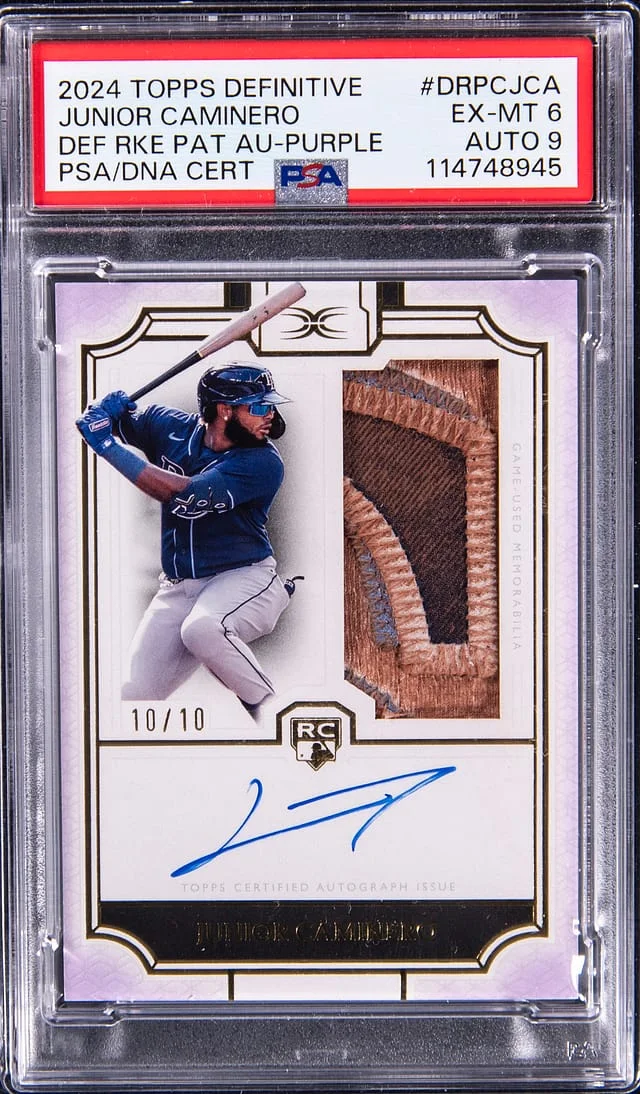 2024 Topps Junior Caminero Definitive Patch Autograph Purple #DRPC-JCA card image