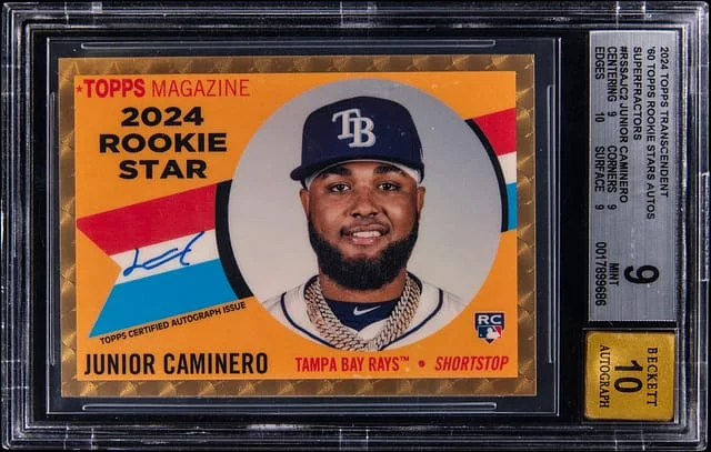 2024 Topps Junior Caminero Transcendent '60 Topps Stars Autographs Superfractor #RSSAJC2 card image