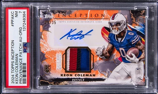2024 Topps Keon Coleman Inception Provenance Patch Autograph Orange #PPAKC card image