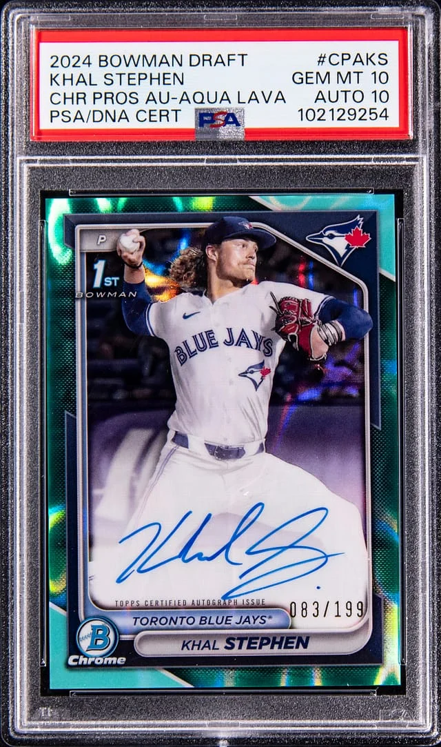 2024 Topps Khal Stephen Bowman Draft Chrome Prospect Autographs Aqua Lava #CPA-KS card image