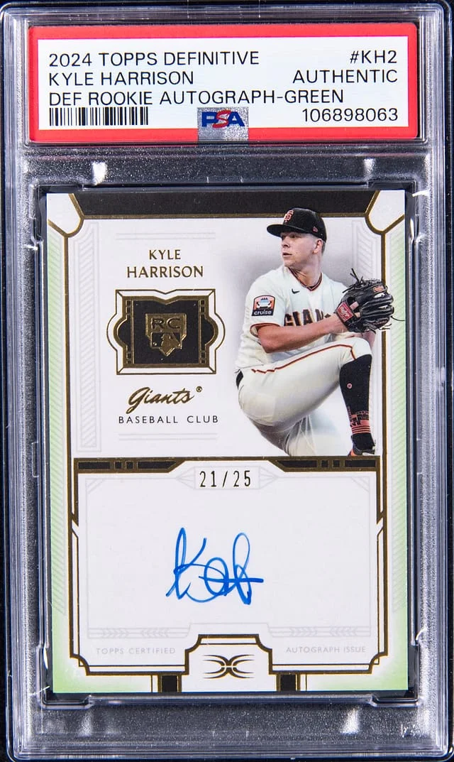 2024 Topps Kyle Harrison Definitive Collection Autograph Green #DRA-KH2 card image