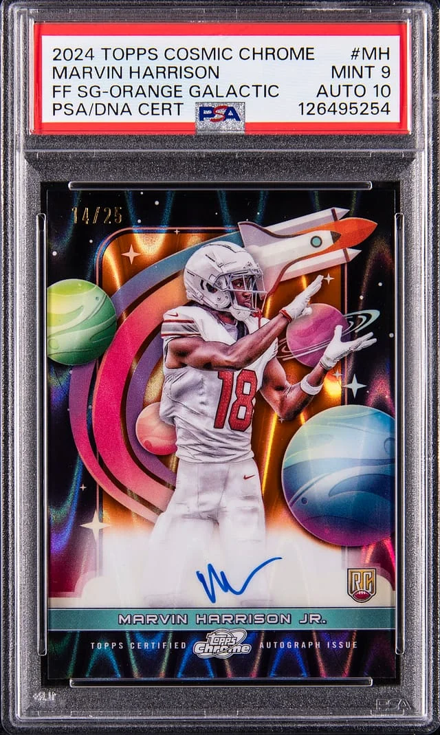2024 Topps Marvin Harrison Cosmic Chrome First Flight Signatures Orange Galactic #FFS-MH card image