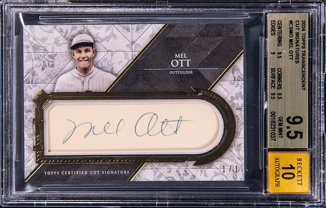 2024 Topps Mel Ott Transcendent Collection Cut Signatures #CS-MO card image
