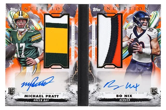 2024 Topps Michael Pratt/Bo Nix Inception Dual Relic #DRRBC-NP card image