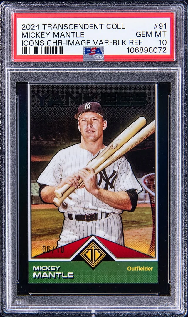 2024 Topps Mickey Mantle Transcendent Collection Icons Chrome Image Variation Black Refractor #91 card image