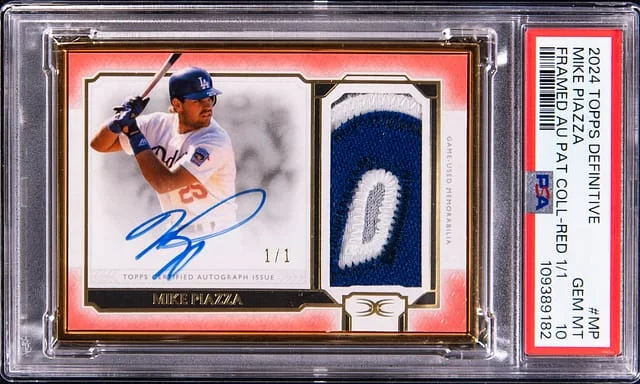 2024 Topps Mike Piazza Definitive Collection Framed Autograph Patch Red #FAPC-MP card image