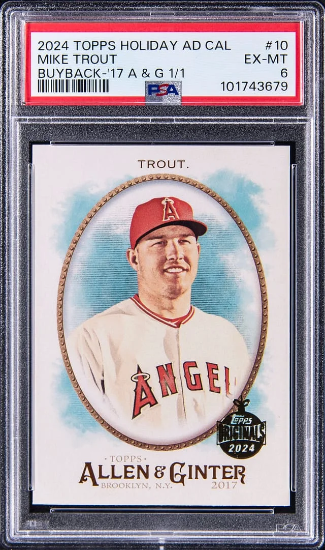 2024 Topps Mike Trout Holiday Advent Calendar Buybacks 2017 A&G #10 card image