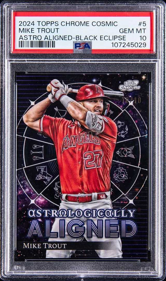 2024 Topps Mike Trout Cosmic Chrome Astrologically Aligned Black Eclipse #AA-5 card image