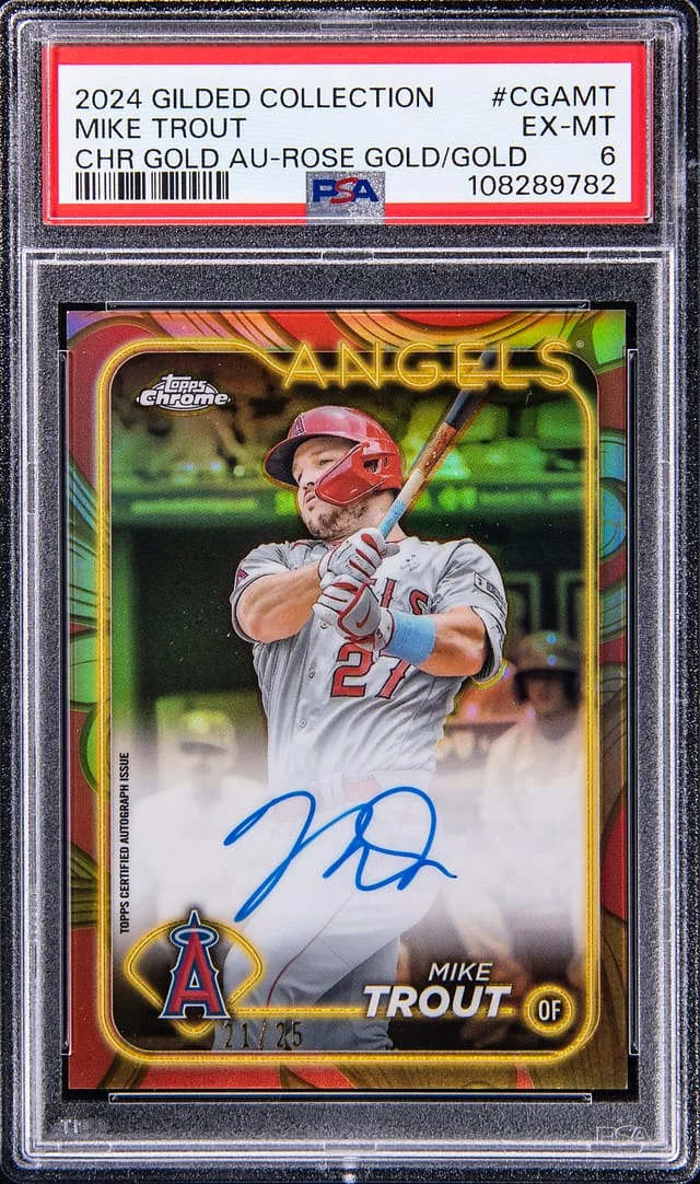 2024 Topps Mike Trout Gilded Collection Chrome Autograph Rose Gold Refractor #CGA-MT card image