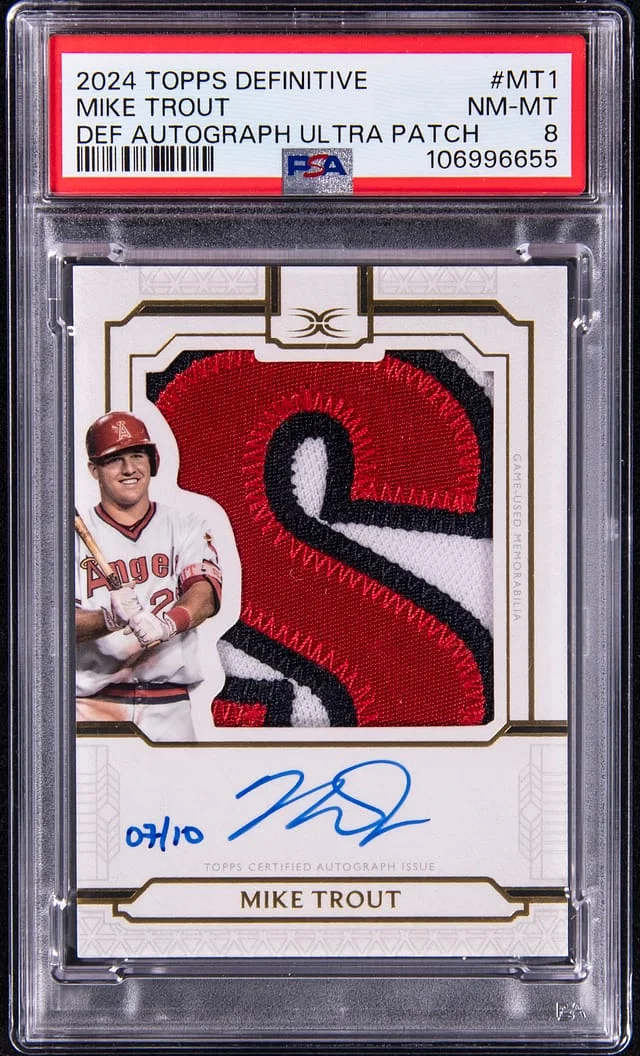 2024 Topps Mike Trout Definitive Collection Definitive Autograph Ultra Patch #DAUPC-MT1 card image