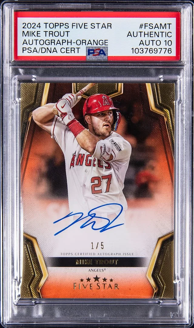 2024 Topps Mike Trout Five Star Autograph Orange #FSAMT card image