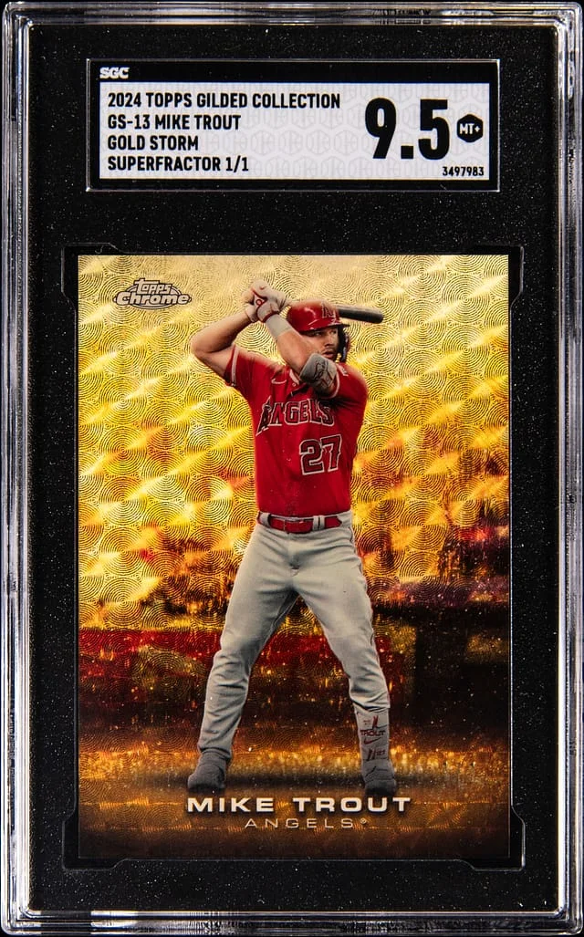 2024 Topps Mike Trout Gilded Collection Gold Storm SuperFractor #GS-13 card image