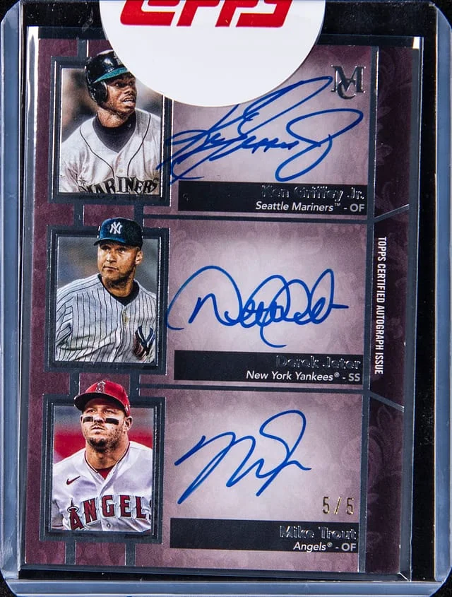 2024 Topps Museum Collection Ken Griffey Jr./Derek Jeter/Mike Trout Multi-Signed Card - Topps Sealed #no-number card image