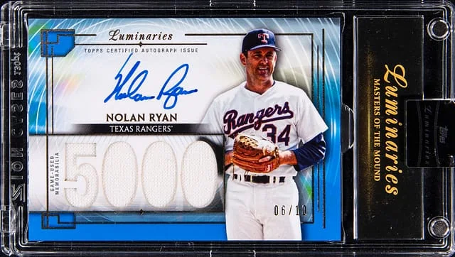 2024 Topps Nolan Ryan Luminares Masters of the Mound Autograph Relic Blue #MOMAR-NR2 card image