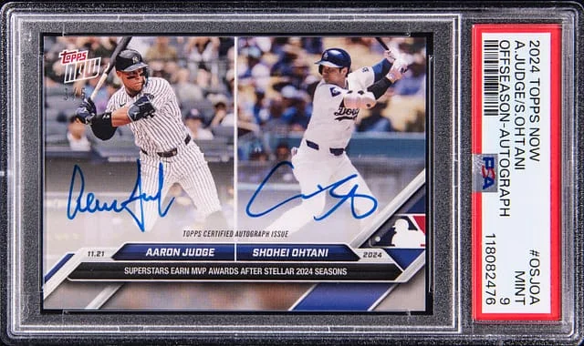 2024 Topps Now Aaron Judge/Shohei Ohtani Offseason Dual Autograph #OS-JOA card image