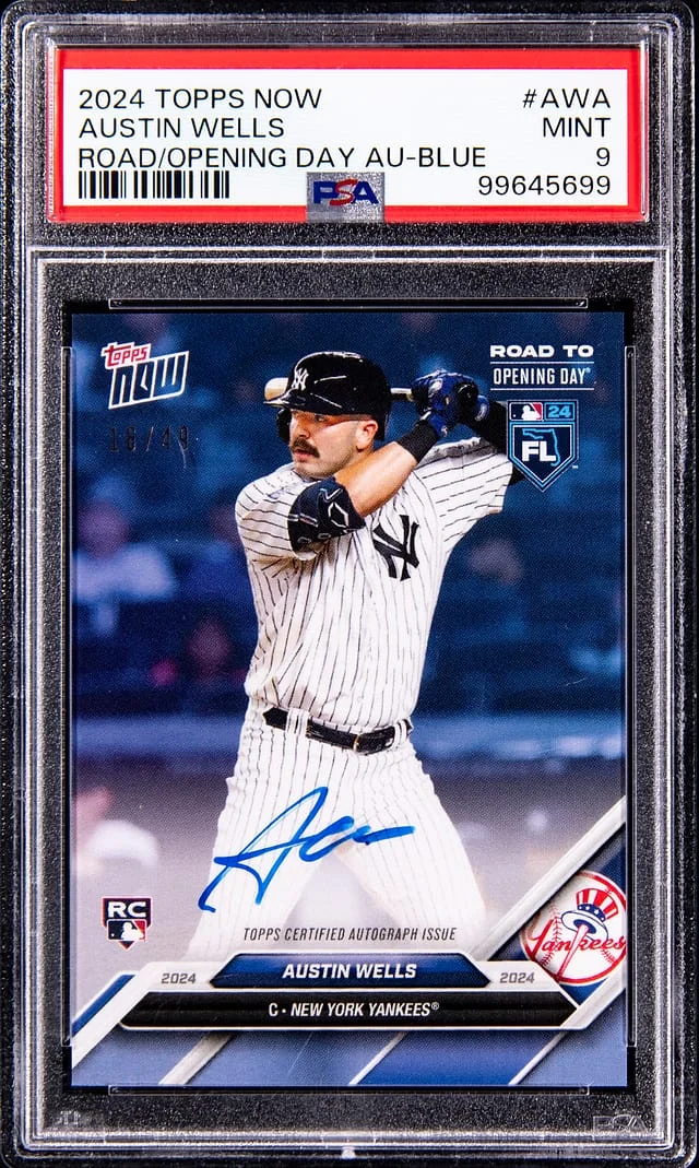 2024 Topps Now Austin Wells Road To Opening Day Autographs Blue #AWA card image