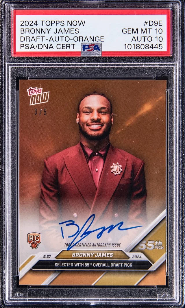 2024 Topps Now Bronny James Draft Autograph Orange #D-9E card image
