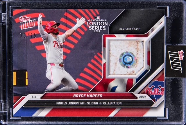2024 Topps Now Bryce Harper Game-Used Ignites London With Sliding HR Celebration #277B card image