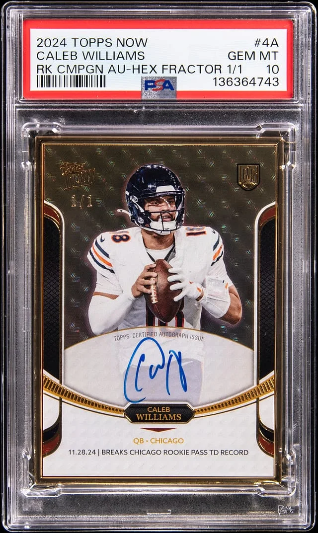 2024 Topps Now Caleb Williams Campaign Autograph Hex Fractor #4A card image