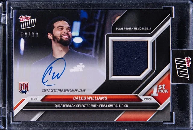 2024 Topps Now Caleb Williams Relic Autograph #D-1AA card image