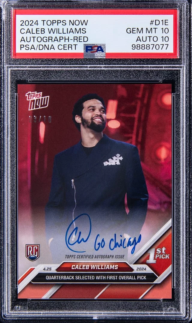 2024 Topps Now Caleb Williams Autograph Red #D1E card image
