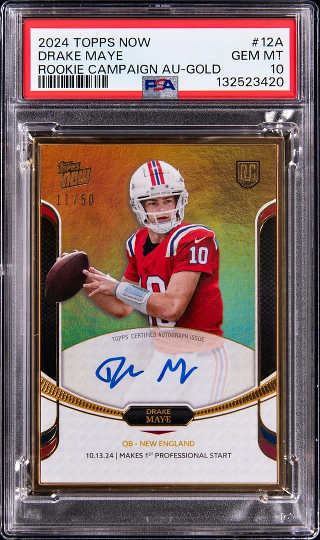 2024 Topps Now Drake Maye Campaign Autograph Gold #12A card image