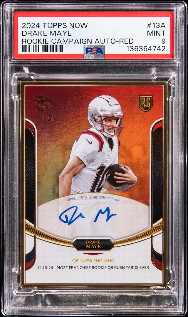 2024 Topps Now Drake Maye Campaign Autograph Red #13A card image