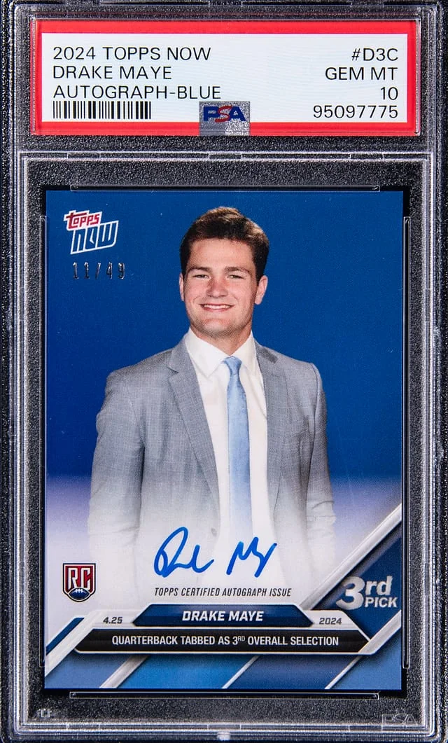 2024 Topps Now Drake Maye Autograph Blue #D-3C card image