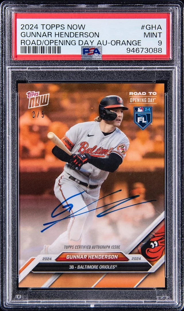 2024 Topps Now Gunnar Henderson Road to Opening Day Autograph Orange #GHA card image