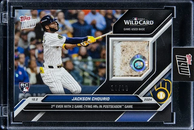 2024 Topps Now Jackson Chourio Game-Used Wild Card Base Relics Blue #795B card image